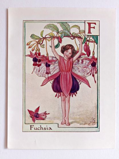 Fuchsia Vintage Flower Fairy Print
